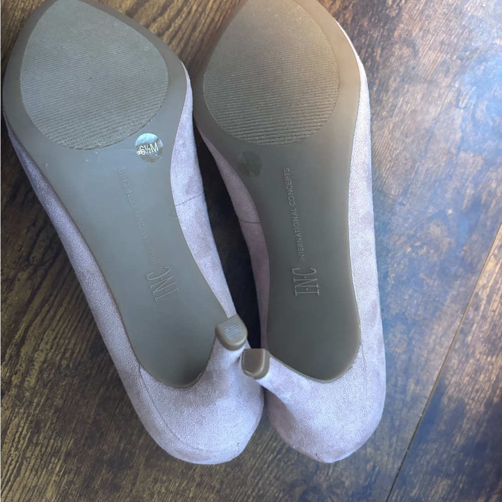 INC International Concepts Taupe Suede Heels - Picture 3 of 6